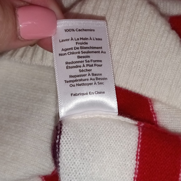🆕Talbots Cashmere Crewneck Pullover Striped Sweater in Cream, Pink, Red Size XS - Picture 7 of 8